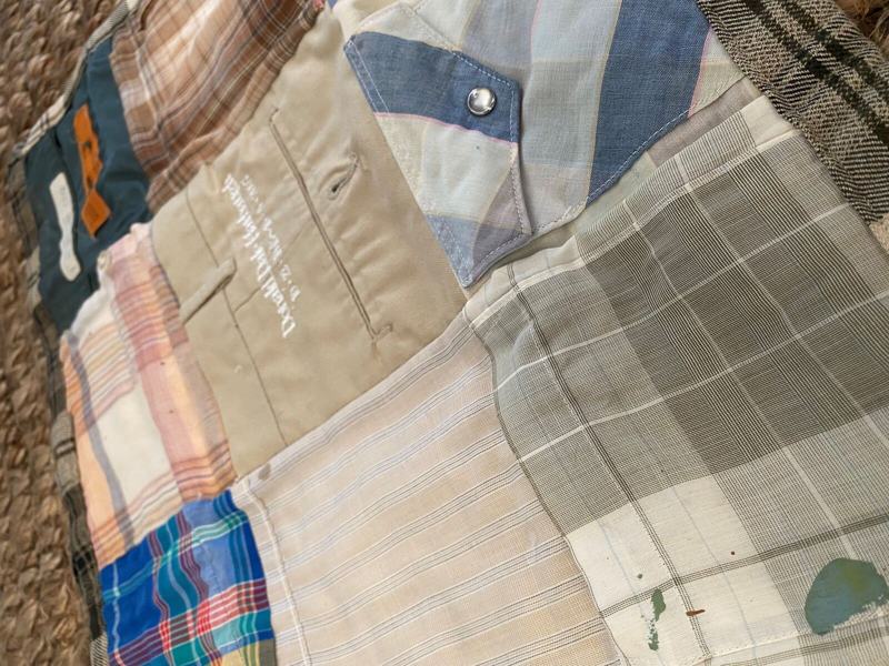 Small memory quilt made from a father's shirts